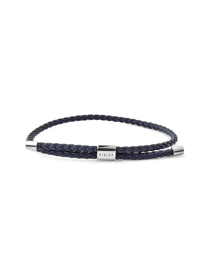 Riblor Danilo Leather Bracelet Navy Blue - Image 1