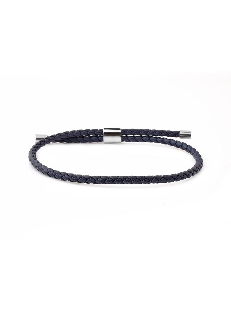 Riblor Danilo Leather Bracelet Navy Blue - Image 2