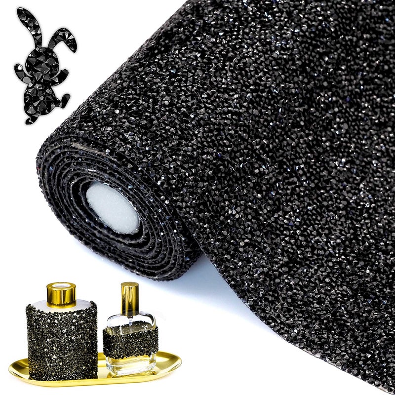 Locacrystal Bling Resin Rhinestone Sticker DIY Car Decoration Stickers SelfAdhesive Hotfix Glitter Crystal Gem Sheet Stickers for Car  Crafts DecorationBlack94x63