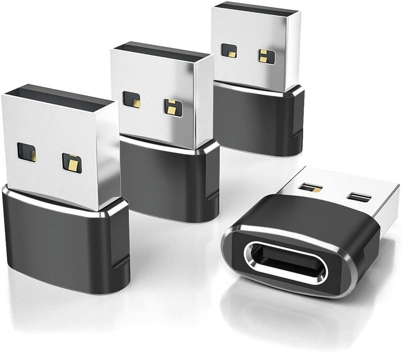 Elebase USB to USB C Adapter for iPhone 17 4Pack,USBC Female to A Male Car Charger Adapter,Type C Converter Apple 16 Pro Max 15 14 Plus,iWatch Watch 11 10 Se Ultra 3,iPad Air,Samsung Galaxy S25,Black - Image 1