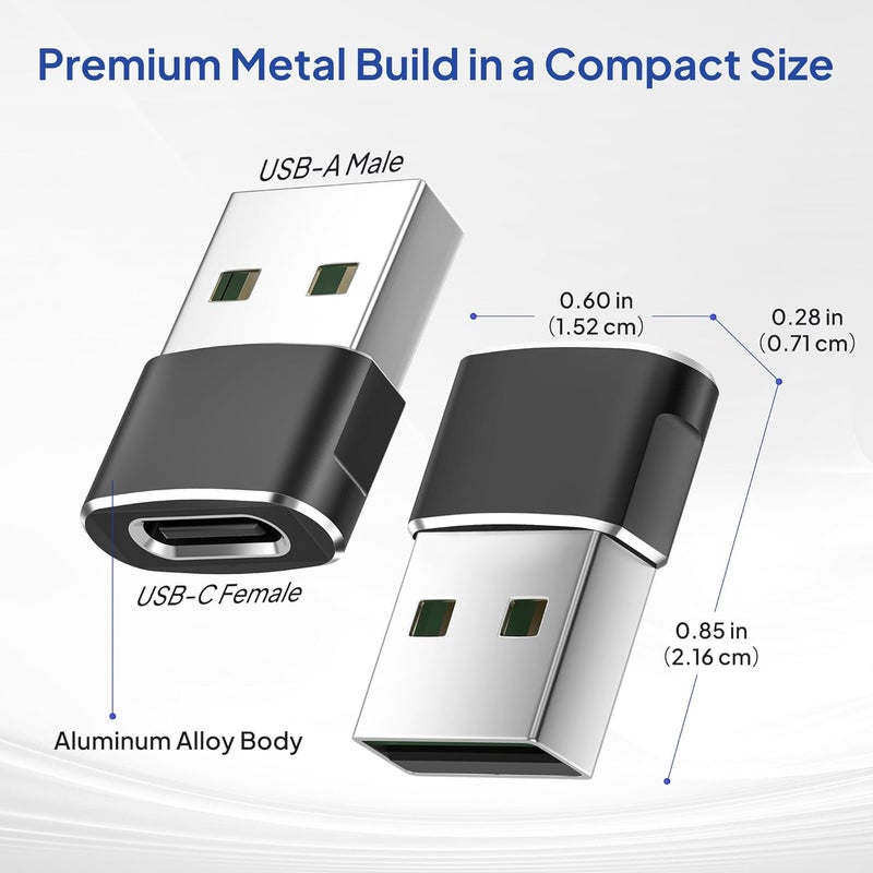 Elebase USB to USB C Adapter for iPhone 17 4Pack,USBC Female to A Male Car Charger Adapter,Type C Converter Apple 16 Pro Max 15 14 Plus,iWatch Watch 11 10 Se Ultra 3,iPad Air,Samsung Galaxy S25,Black - Image 4