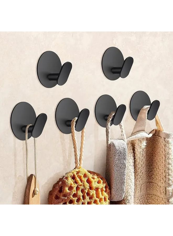 6 قطع خطافات سوداء ثقيلة من الفولاذ المقاوم للصدأ لاصقة بدون حفر توفير للمساحة - Image 2