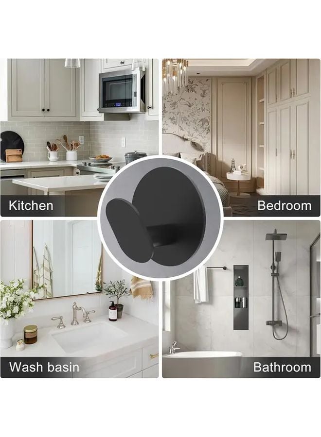 6 قطع خطافات سوداء ثقيلة من الفولاذ المقاوم للصدأ لاصقة بدون حفر توفير للمساحة - Image 3