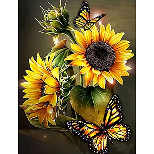DKHDBD Diamond Painting Kits for Adults, 12x16 Inch DIY Paint by Numbers for Adults Beginner, DIY Full Drill Diamond Dots Paintings Picture Arts Craft for Home Wall Art Decor (Yellow Butterfly) - Image 1