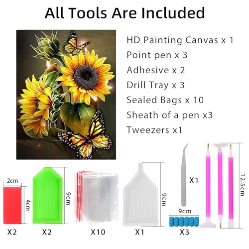 DKHDBD Diamond Painting Kits for Adults, 12x16 Inch DIY Paint by Numbers for Adults Beginner, DIY Full Drill Diamond Dots Paintings Picture Arts Craft for Home Wall Art Decor (Yellow Butterfly) - Image 4