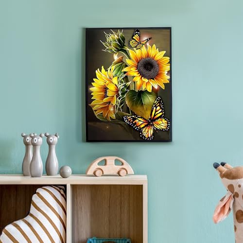 DKHDBD Diamond Painting Kits for Adults, 12x16 Inch DIY Paint by Numbers for Adults Beginner, DIY Full Drill Diamond Dots Paintings Picture Arts Craft for Home Wall Art Decor (Yellow Butterfly) - Image 2