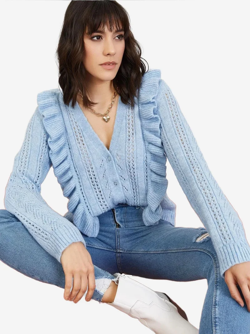 بيانكو لوتشي كارديجان طويل بأزرار بنقش جاكار من لوتشي