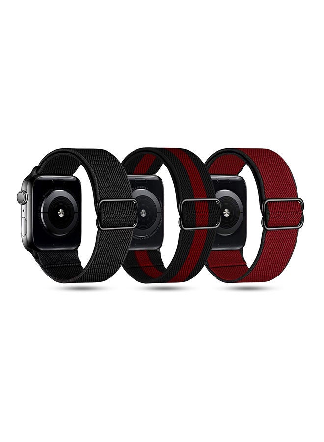 O Ozone [ Pack of 3 ] Stretchy Solo Loop Bands For Apple Watch Series 10 9 8 7 6 5 4 SE, 38/40/41/42mm Adjustable Braided Nylon Elastic Sport Straps - Image 1