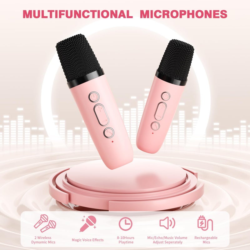 voijump Mini Karaoke Machine with 2 Wireless Microphones, 2026 TOP Kids Portable Bluetooth Karaoke Machine for 3, 4, 5, 6, 7, 8, 9,10,11,12+Year Old, Christmas Birthday Gifts for Girls Boys Adults Home Party - Image 4