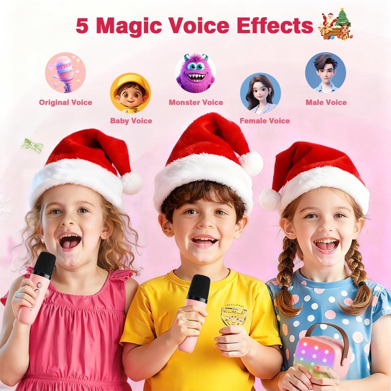 voijump Mini Karaoke Machine with 2 Wireless Microphones, 2026 TOP Kids Portable Bluetooth Karaoke Machine for 3, 4, 5, 6, 7, 8, 9,10,11,12+Year Old, Christmas Birthday Gifts for Girls Boys Adults Home Party - Image 2