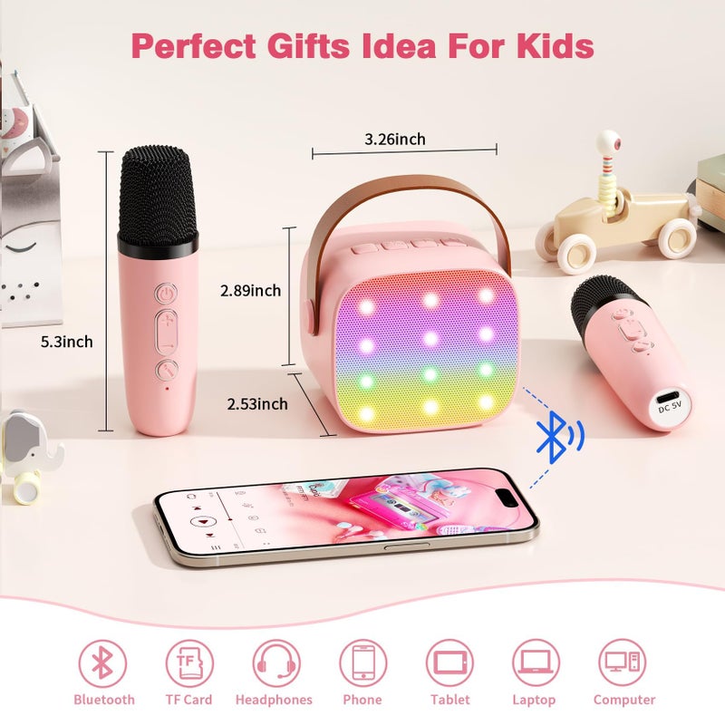 voijump Mini Karaoke Machine with 2 Wireless Microphones, 2026 TOP Kids Portable Bluetooth Karaoke Machine for 3, 4, 5, 6, 7, 8, 9,10,11,12+Year Old, Christmas Birthday Gifts for Girls Boys Adults Home Party - Image 3
