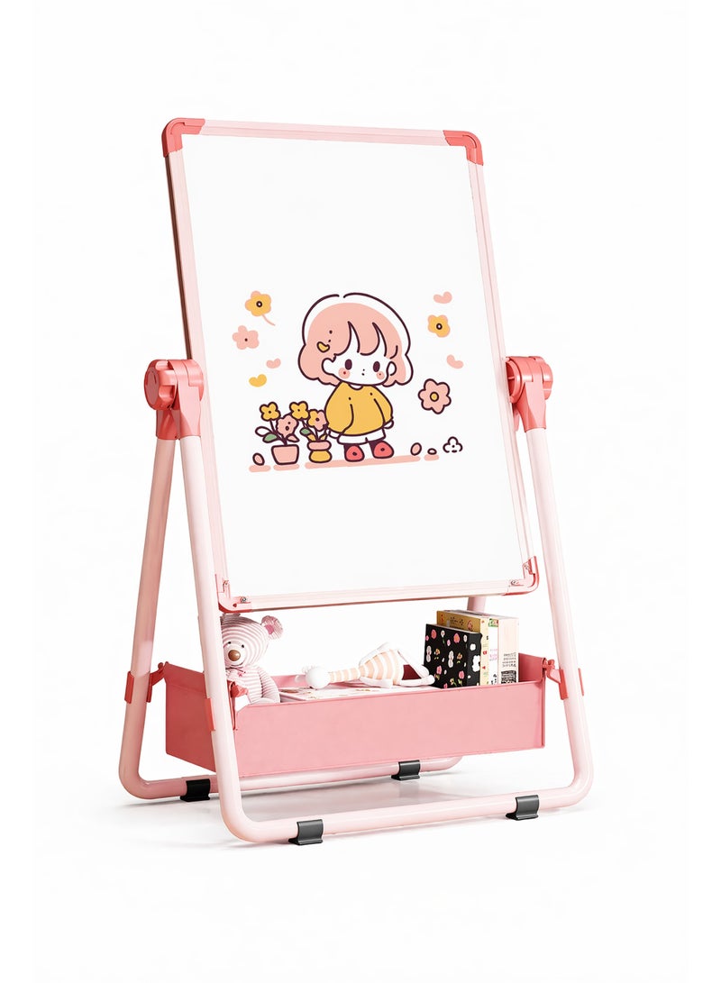Miya 2 in 1 Adjustable Children's Drawing Easel with Magnetic Whiteboard and Blackboard, Double-Sided Drawing Board, 360° Rotation, Movable Easel Stand Wooden Dry Erase Board with Whiteboard and Blackboard Suitable for Boys and Girls - Image 1