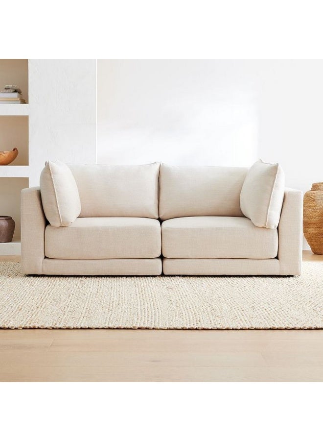 Homzmart Swedish Wood and Linen 2-Seater Sofa  - Beige - Image 1