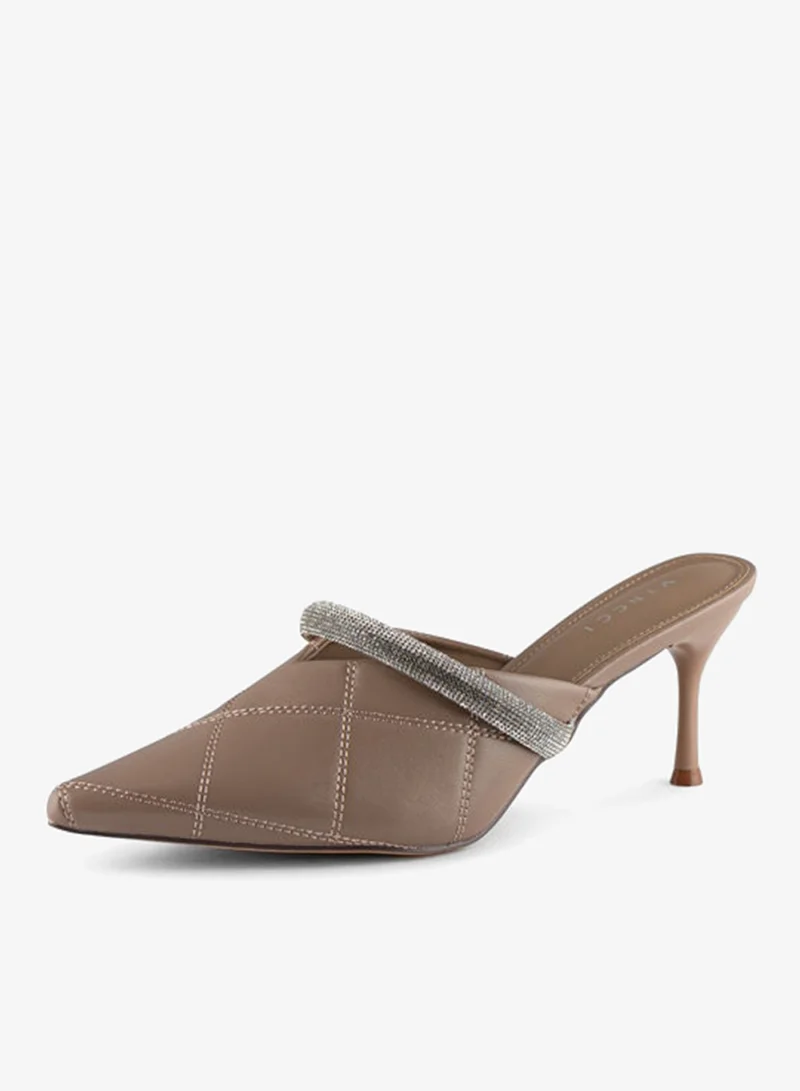 فينتشي مضخات نسائية مدببة إصبع القدم متوسط الكعب