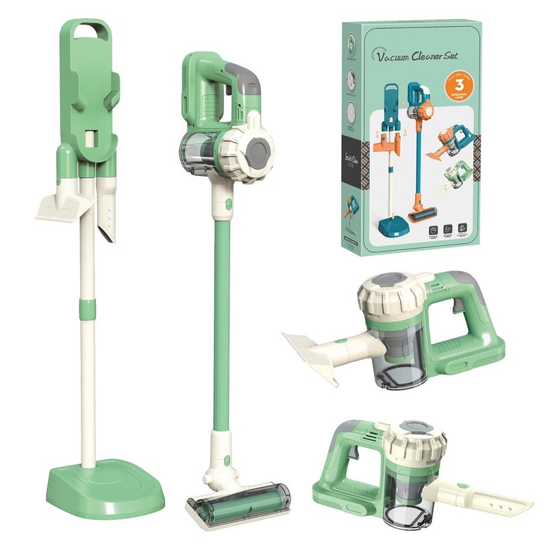 BAYMI 3in1 Kids Vacuum That Really Works Toddler Toy Vacuum Cleaning Set for Children Aged 3 Fun Kids Working Toy Vacuum Cleaner with Working Suction for Realistic Play 630Green