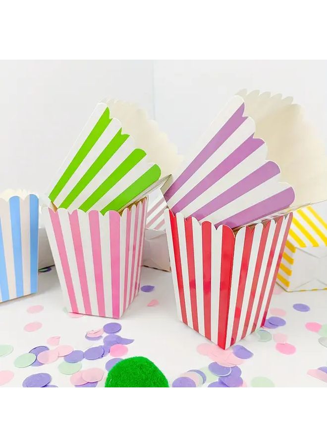 12 Pcs Disposable Striped Paper Popcorn Boxes Birthday Party Candy Box Purple Picnic Snacks Boxes - Image 4