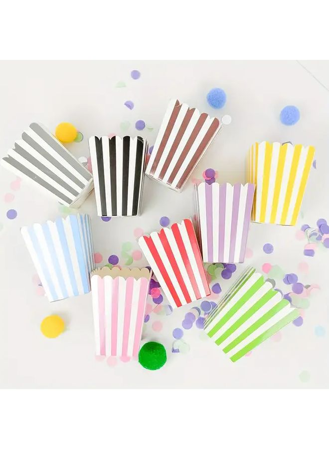 12 Pcs Disposable Striped Paper Popcorn Boxes Birthday Party Candy Box Purple Picnic Snacks Boxes - Image 2