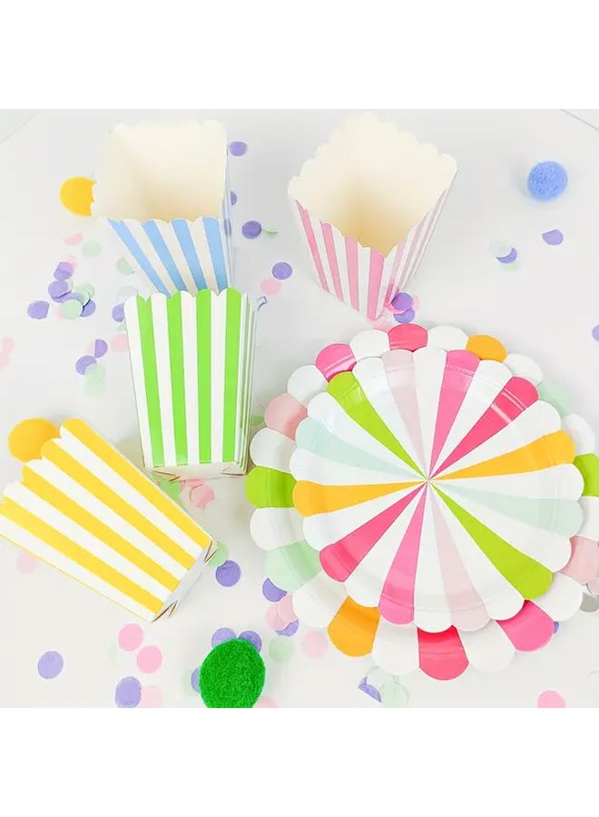 12 Pcs Disposable Striped Paper Popcorn Boxes Birthday Party Candy Box Purple Picnic Snacks Boxes - Image 5
