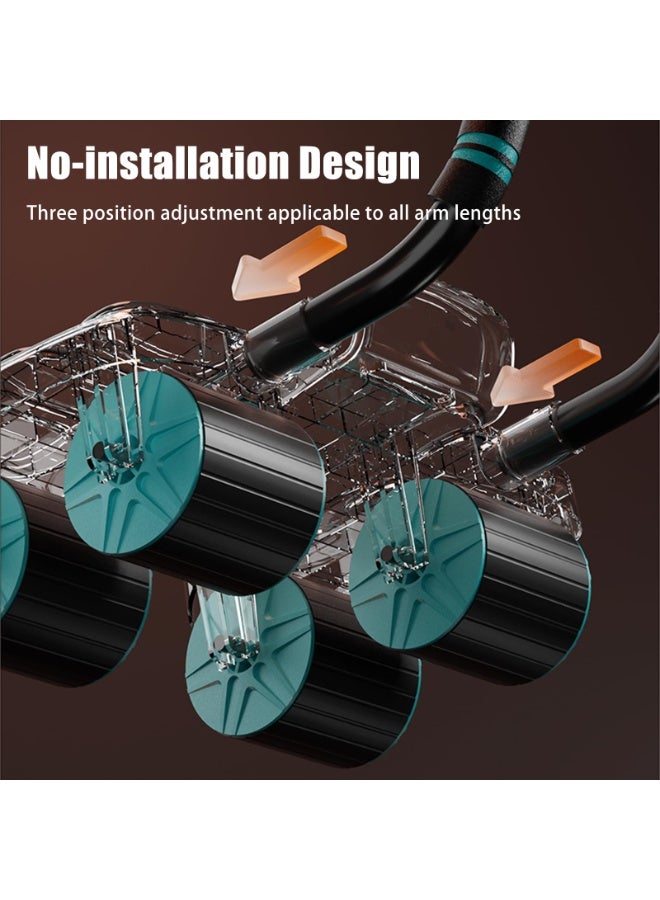 فلوشرينيك عجلة تمارين البطن مع مساند للمرفقين ومؤقت - عجلة تمارين البطن الجديدة، عجلة تمارين البطن ذاتية السحب، معدات تدريب البطن المطورة ذات الأربع عجلات، آلة تدريب البطن المنزلية، مناسبة للتمارين المنزلية - Image 5