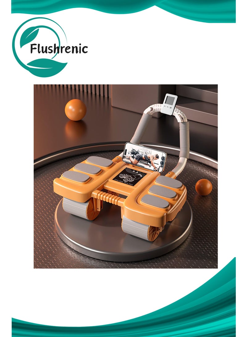 فلوشرينيك عجلة تمارين البطن مع مساند للمرفقين ومؤقت - عجلة تمارين البطن الجديدة، عجلة تمارين البطن ذاتية السحب، معدات تدريب البطن المطورة ذات الأربع عجلات، آلة تدريب البطن المنزلية، مناسبة للتمارين المنزلية - Image 1