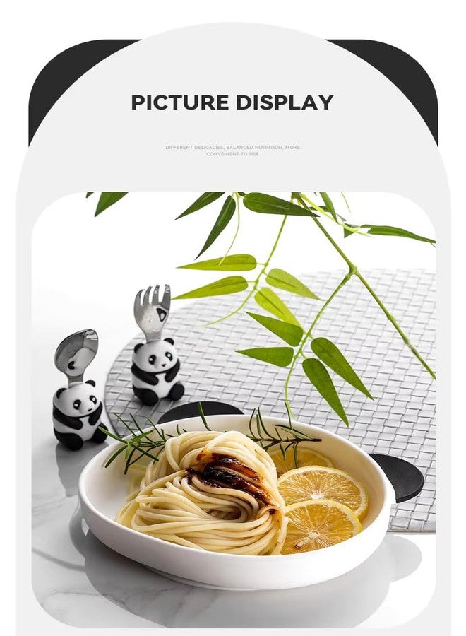 PRECHANA Suction FeedingPlates for Babies, Silicone FeedingPlates with Suction Divided, Babies Spoon Fork Set for Toddler Baby Dishes Kids (Panda) - Image 4