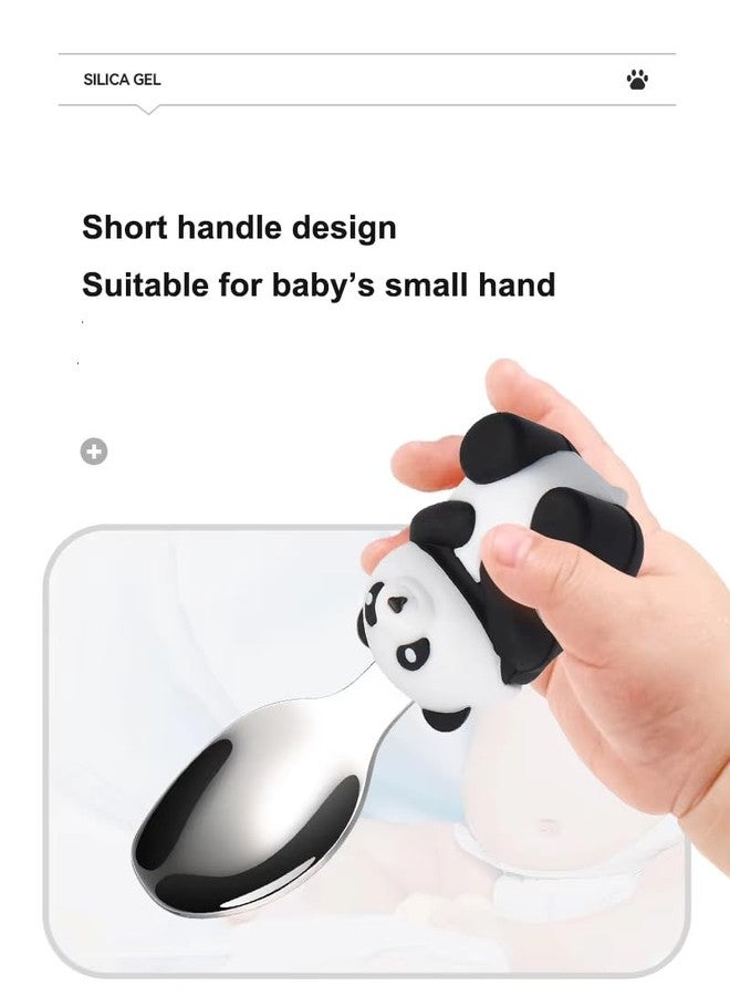 PRECHANA Suction FeedingPlates for Babies, Silicone FeedingPlates with Suction Divided, Babies Spoon Fork Set for Toddler Baby Dishes Kids (Panda) - Image 5