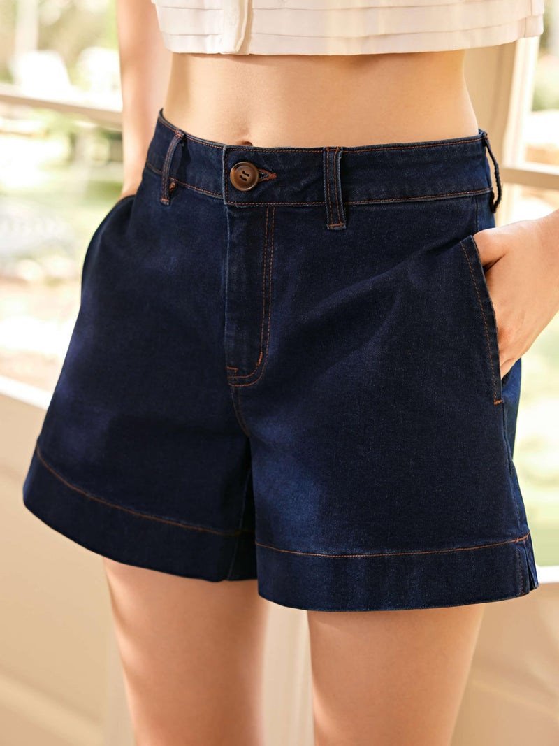 CIDER Jean Shorts for Women Denim Shorts with Pockets Mid Rise Stretchy Casual Jorts Trendy Summer Outfits Y2K - Image 5
