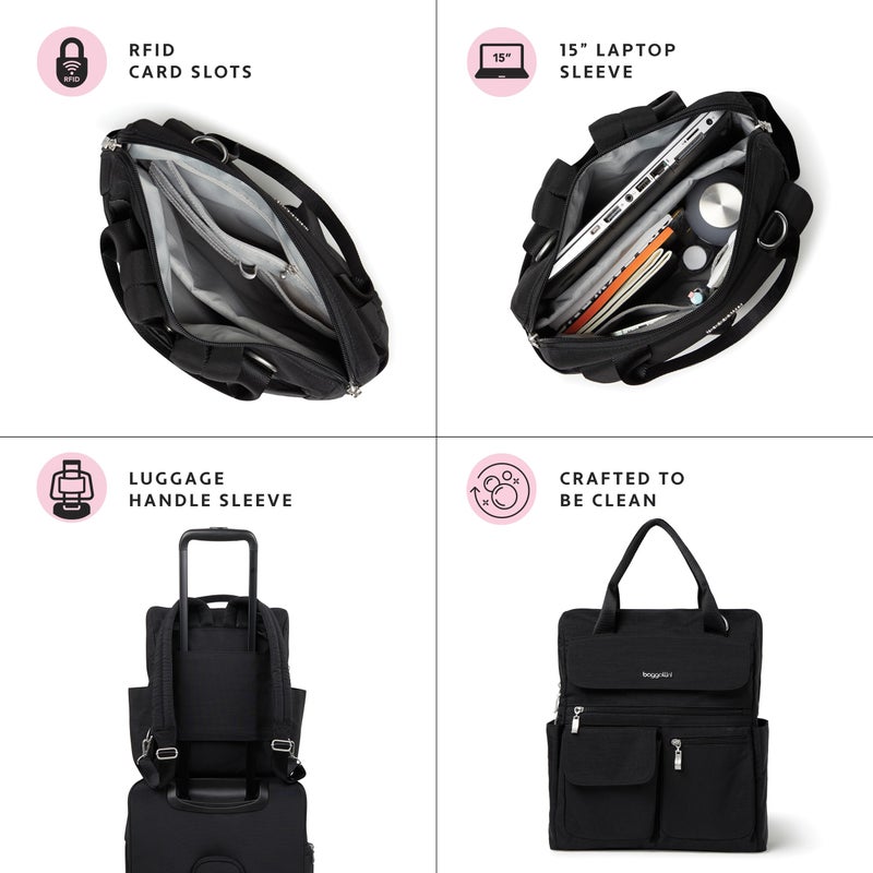 Baggallini womens Modern Everywhere Laptop Backpack, Black, One Size US - Image 5