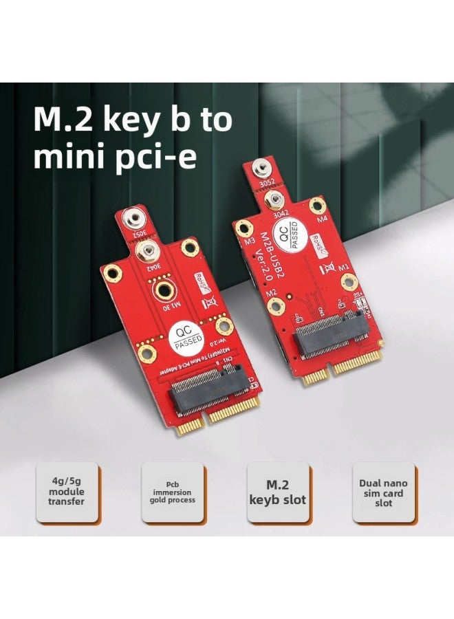 Mini PCI-E To M.2 Key B Expansion Card 4G/5G Module Adapter Card With Double SIM Card Slot-Color:With SIM Card - Image 2
