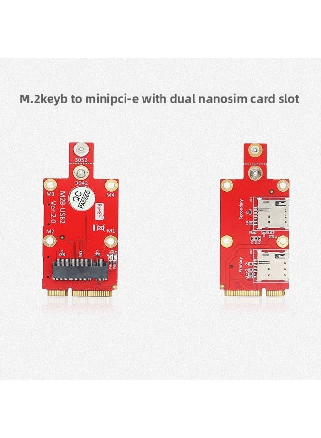 Mini PCI-E To M.2 Key B Expansion Card 4G/5G Module Adapter Card With Double SIM Card Slot-Color:With SIM Card - Image 1