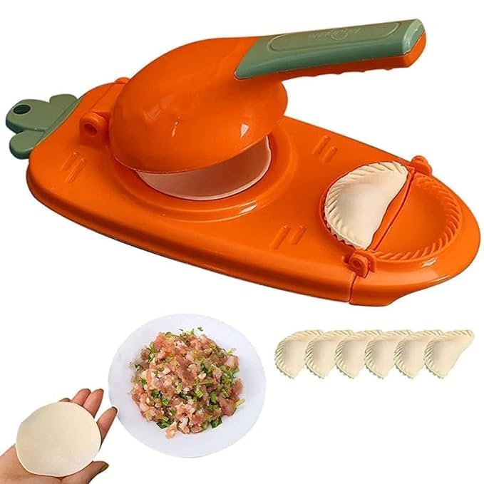 LEELICHI LEELICHI 2in1 Dumpling Maker Machine Momos Gujiya Samosa Ghughra and Puri Press Mold Manual Kitchen Tool for Dough Press Stuffing Preparation Multicolor  - Image 1
