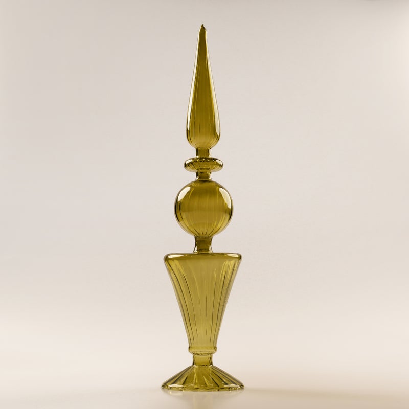 Homez Glass Ramadan Decorative Piece, Green 8.5*8.5*39Cm - Image 1