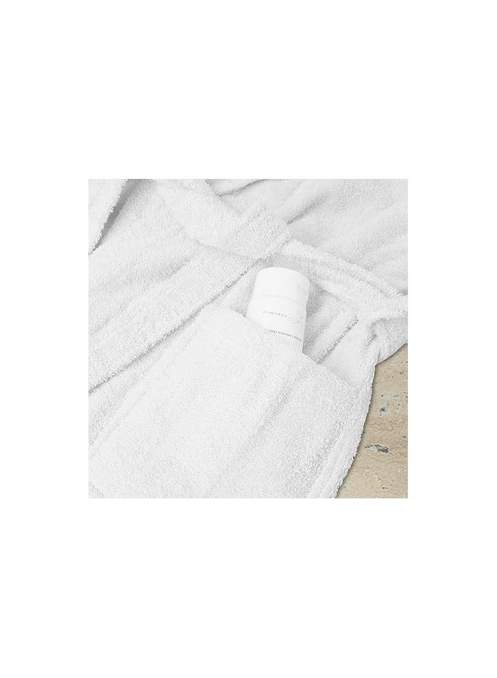 Terry Cotton Bathrobe 2XL Unisex Plus Size Bathrobe Oversized Super Soft Hotel Quality Long Sleeve Bathrobe for Tall and Oversized White