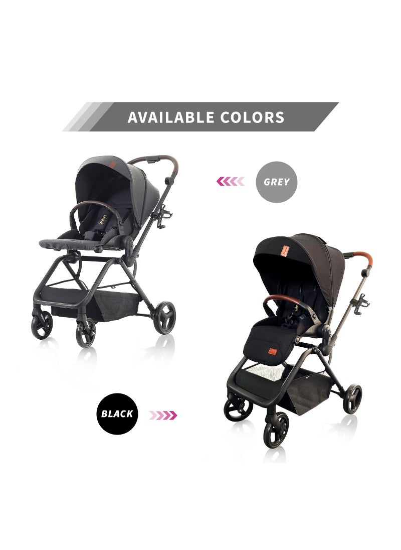 Reversible Stroll 1 Travel Stroller - Ultra-Compact, Multi-Recline, 0-4 Years - Black