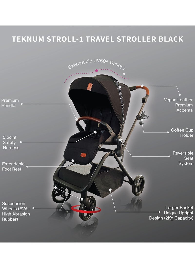 Stroll - 1 Reversible Travel Stroller - Black - pzsku/Z620748BA99F0E42982BAZ/45/_/1686213350/80cbc556-7d61-4102-9157-86995d202cc2
