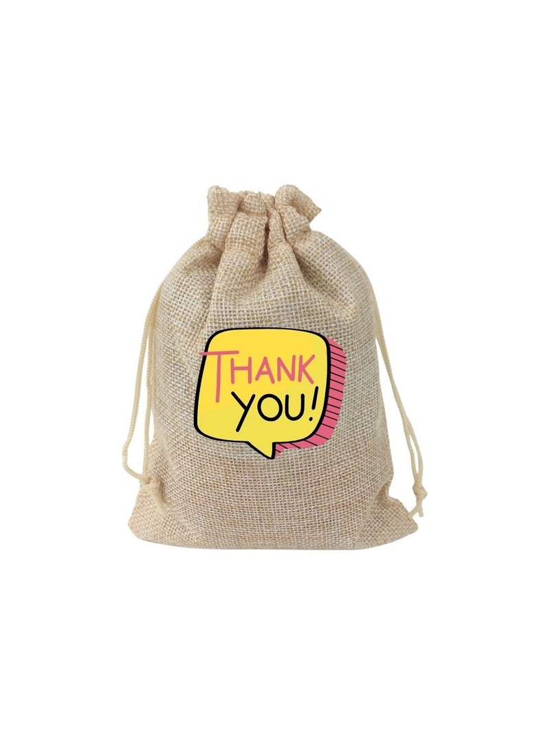 PRINTSHOP4ME Set Of 12 Bags Thank You Burlap Gift Bags–Jute Drawstring Bags For Party Favors,Weddings And Special Occasions–Eco-Friendly,Reusable Burlap Bag  - Image 1