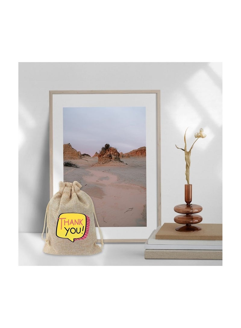 PRINTSHOP4ME Set Of 12 Bags Thank You Burlap Gift Bags–Jute Drawstring Bags For Party Favors,Weddings And Special Occasions–Eco-Friendly,Reusable Burlap Bag  - Image 5