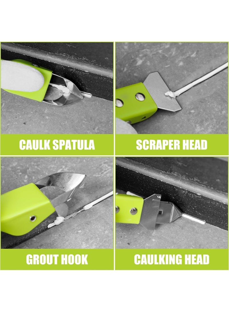DEWINNER 4 in 1 Silicone Caulking Tool Kit (full body stainless steel), Caulking Scraper Set, Trimming Tool with 5* Silicone Mats 1* Glove, Adhesive Corner Scraper for Kitchen, Bathroom and Window Sinks - Image 2