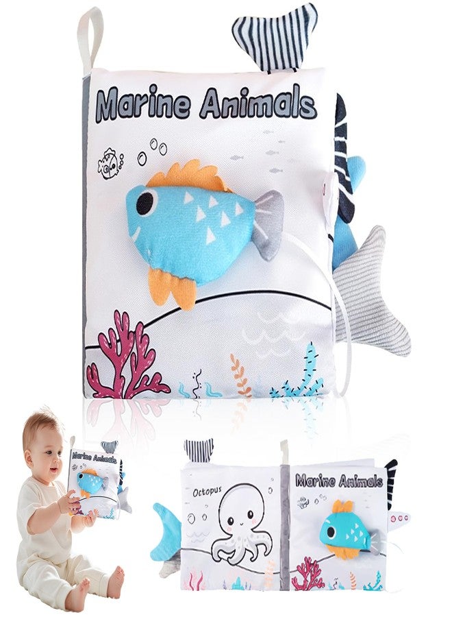 CoolShef Marine Animals Baby Books 6 to 12 Months, Cloth Book for Babies 0 to 3 Years, Soft Fabric Educational Sensory Toy for Early Education - Image 1