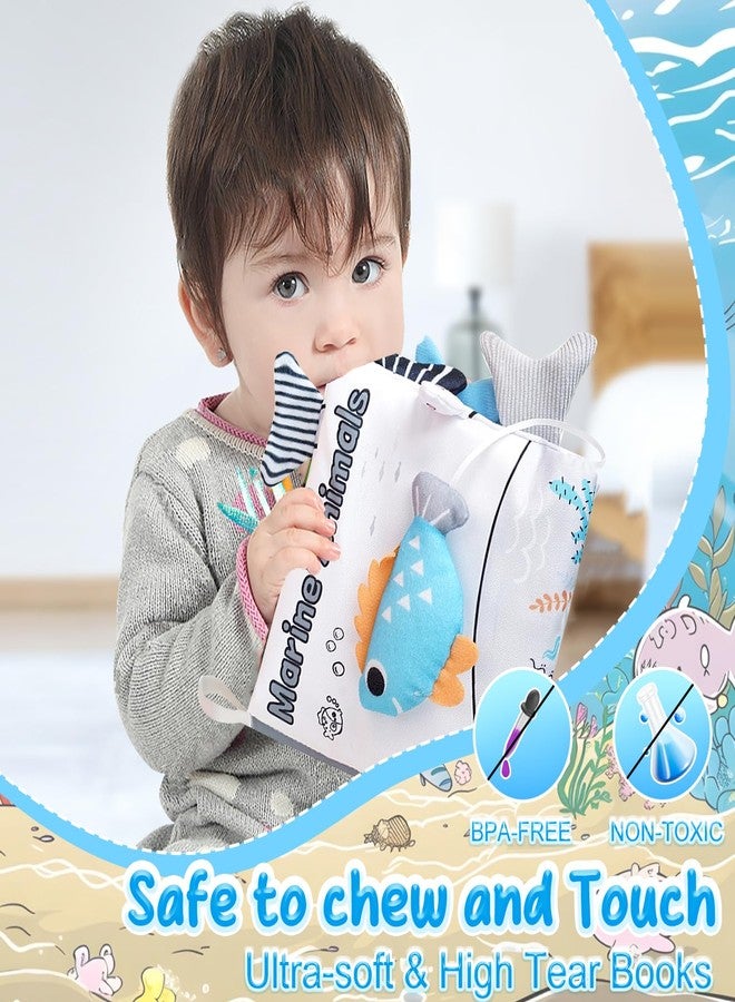 CoolShef Marine Animals Baby Books 6 to 12 Months, Cloth Book for Babies 0 to 3 Years, Soft Fabric Educational Sensory Toy for Early Education - Image 5