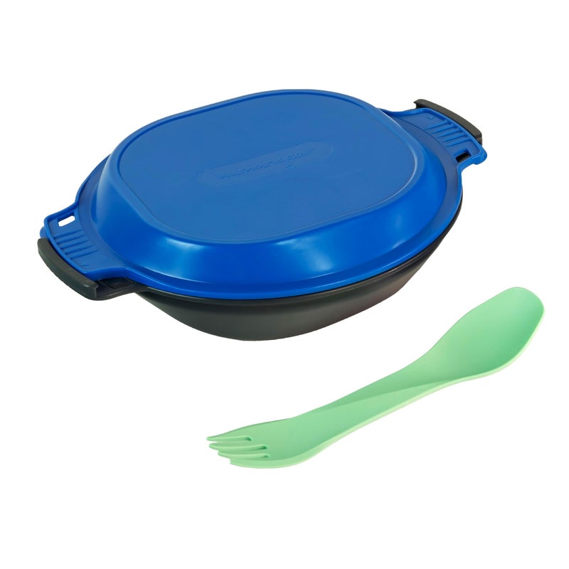 humangear GoKit Light: 5-Tool Lightweight Camping Mess Kit with Camping Plate, Bowl, Utensil, and Toothpick - Ideal On-The-Go Camping Solution, Charcoal/Blue - Image 1