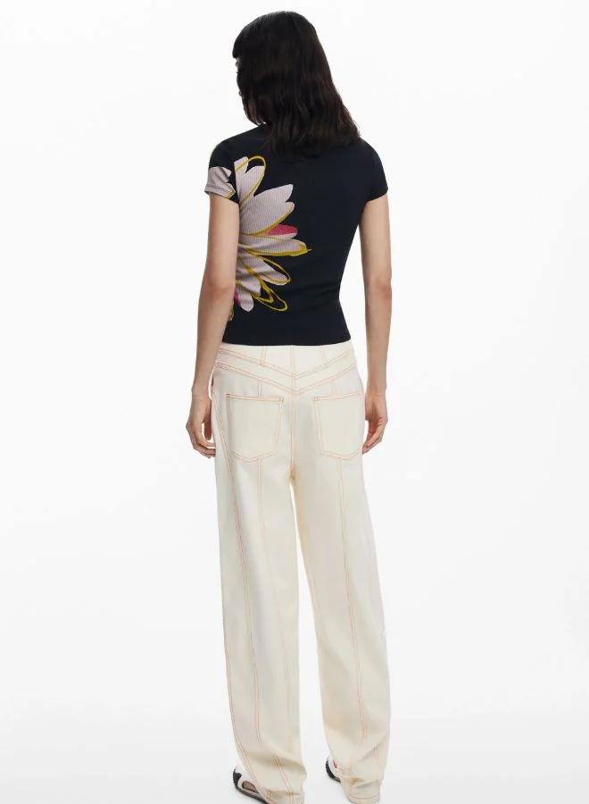 DESIGUAL Short-Sleeve Floral T-Shirt With Opening