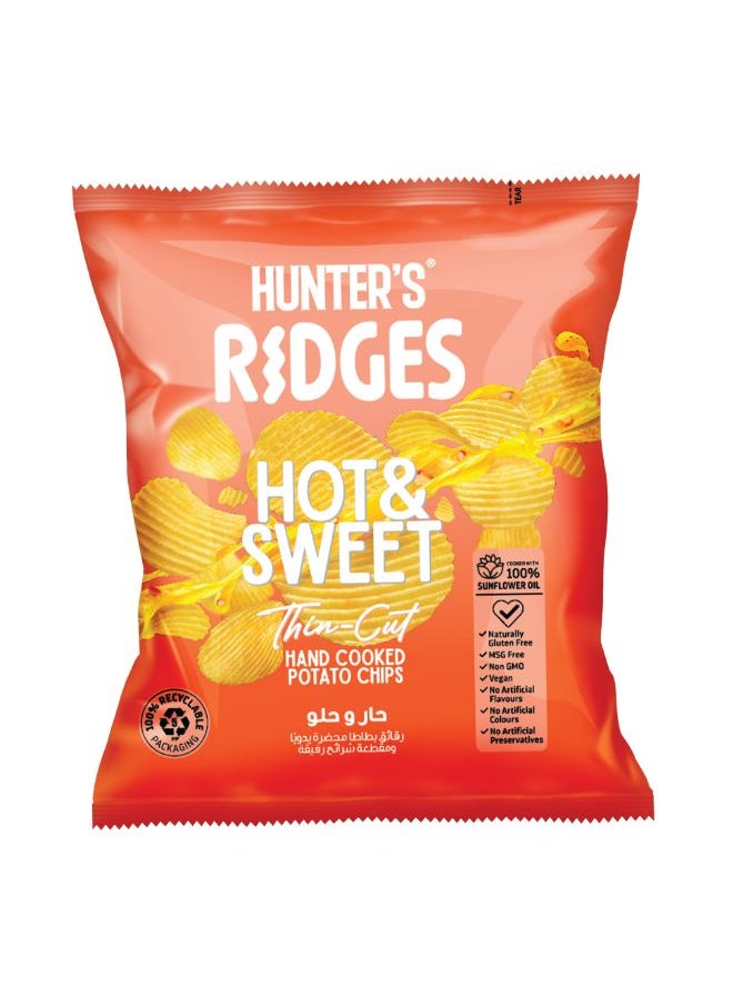 Hunter's Gourmet Ridges Thin – Cut Hand Cooked Potato Chips Hot & Sweet  - Image 1