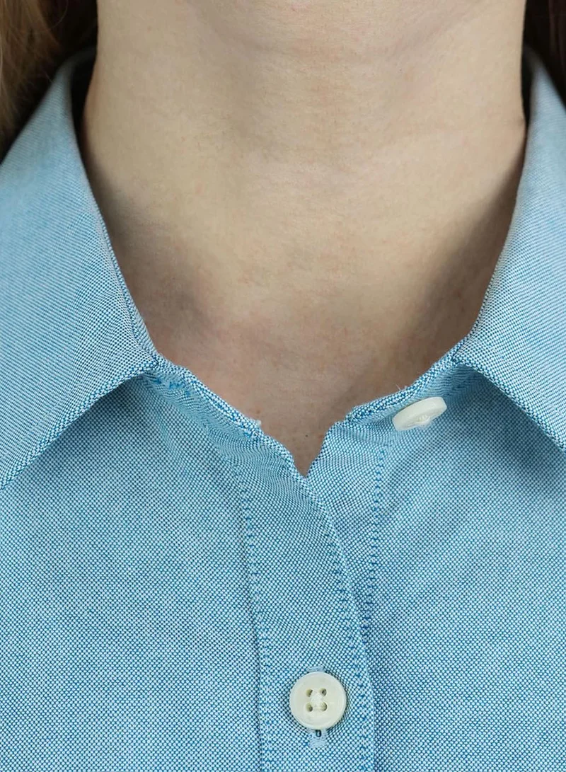 GIORDANO  Women’s Slim Fit Cotton Oxford Shirt | Acute Collar with Embroidery for Women | Best Price UAE