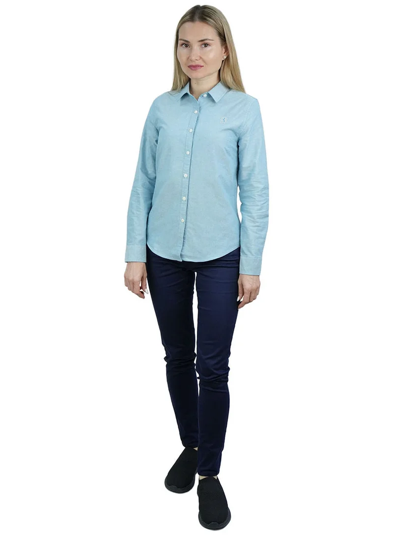 GIORDANO  Women’s Slim Fit Cotton Oxford Shirt | Acute Collar with Embroidery for Women | Best Price UAE