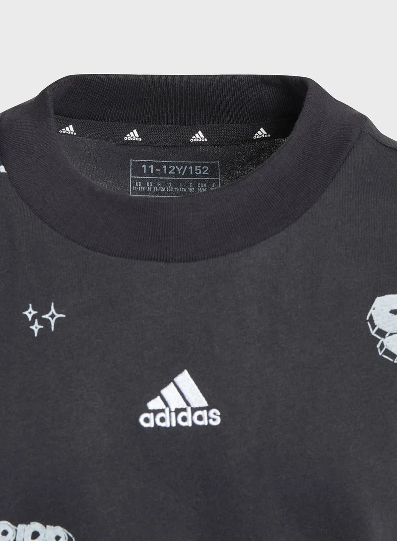 Adidas Brand Love Allover Print T-Shirt Kids