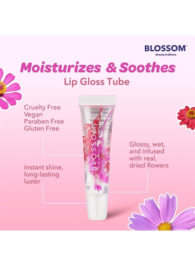 Blossom Scented Moisturizing Lip Gloss Tubes, Infused with Real Flowers, 0.3 fl. oz/9ml, Strawberry - Image 3