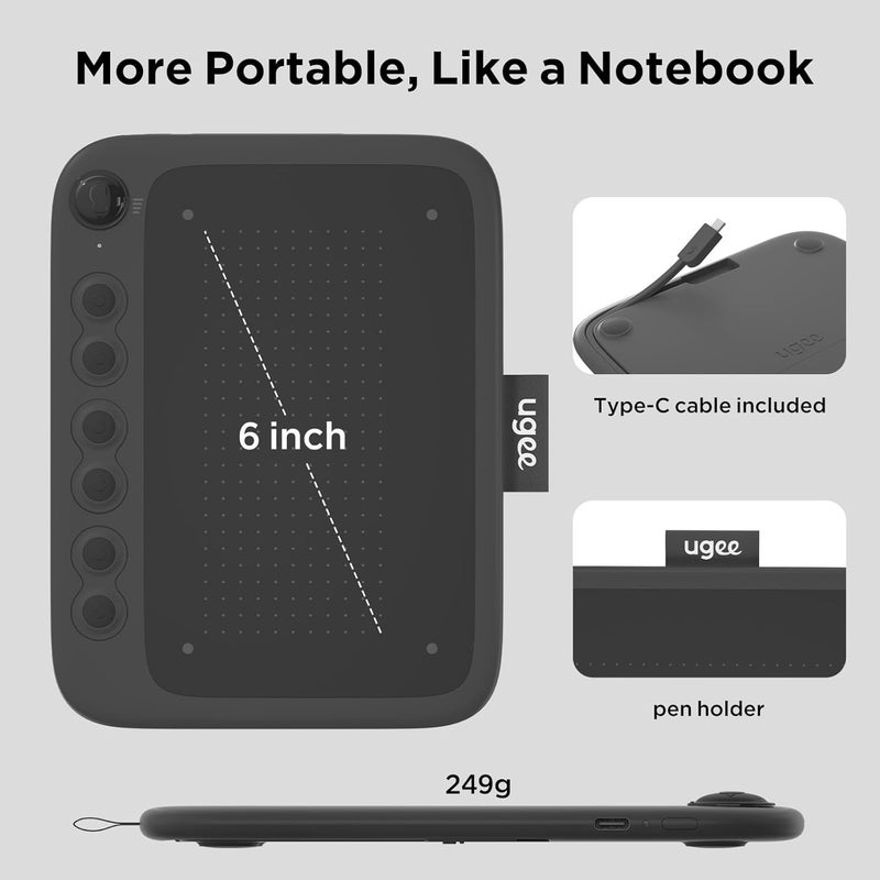UGEE Q6 Digital Drawing Tablets (Black) - Image 2