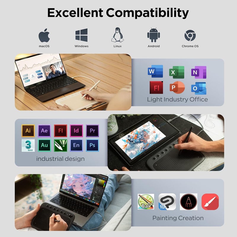 UGEE Q6 Digital Drawing Tablets (Black) - Image 5