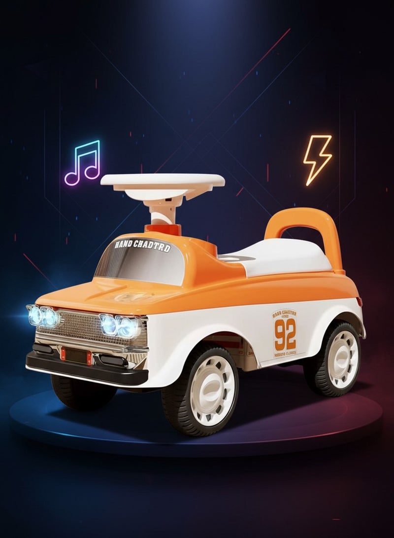 MG kids Ride-On Toddler toy Car With  Music &  Lights, High Backrest 1-4 Years  - Orange - Image 1